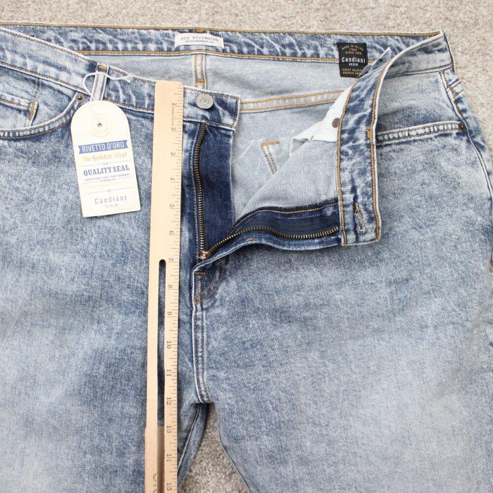 Ace Rivington Jeans NWT Mens 40x32 Blue Candiani Italian Denim Athletic Taper‎ - Picture 10 of 16